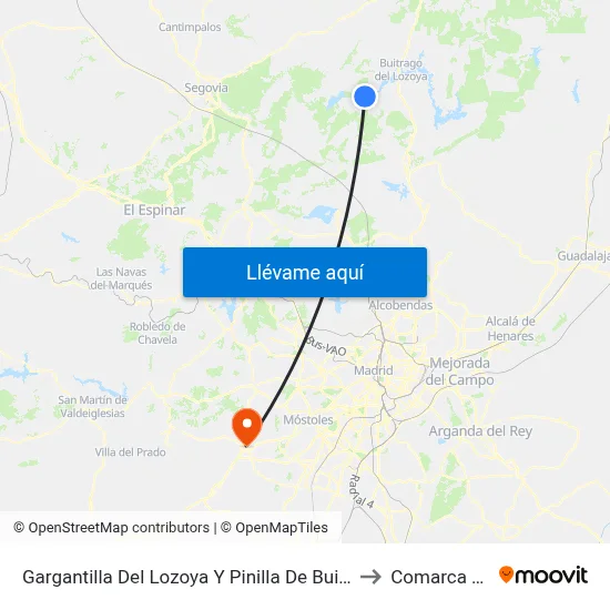 Gargantilla Del Lozoya Y Pinilla De Buitrago to Comarca Sur map