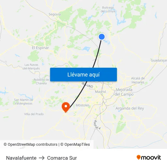 Navalafuente to Comarca Sur map