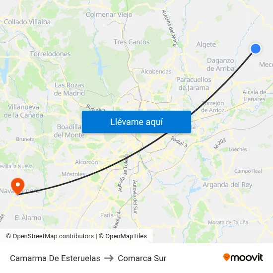Camarma De Esteruelas to Comarca Sur map