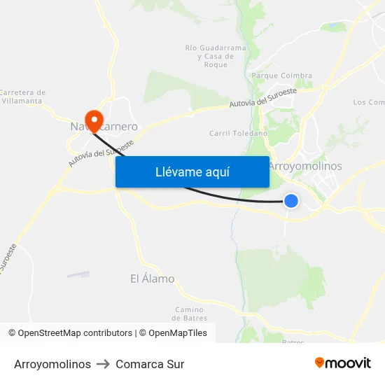 Arroyomolinos to Comarca Sur map
