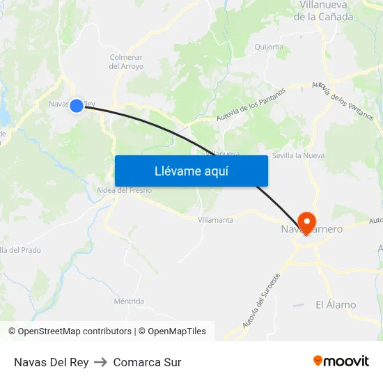 Navas Del Rey to Comarca Sur map