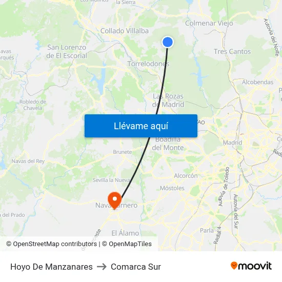 Hoyo De Manzanares to Comarca Sur map