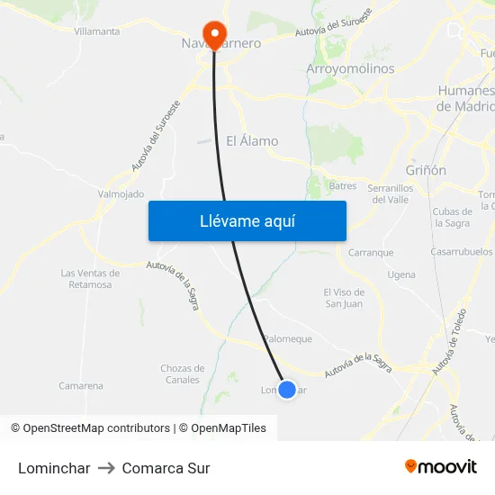 Lominchar to Comarca Sur map