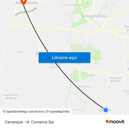 Carranque to Comarca Sur map
