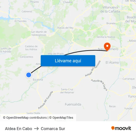 Aldea En Cabo to Comarca Sur map