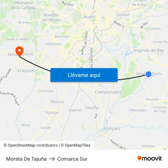 Morata De Tajuña to Comarca Sur map