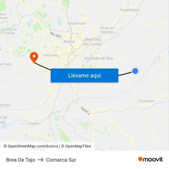Brea De Tajo to Comarca Sur map