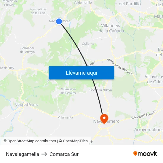 Navalagamella to Comarca Sur map