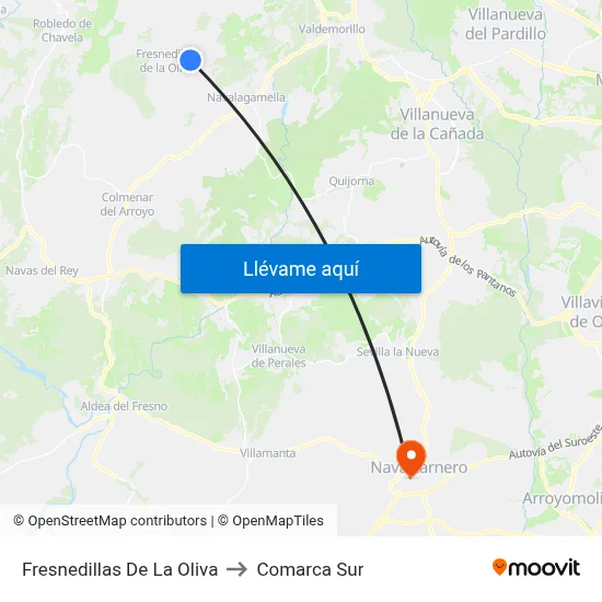 Fresnedillas De La Oliva to Comarca Sur map