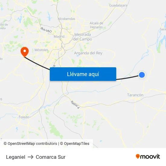 Leganiel to Comarca Sur map