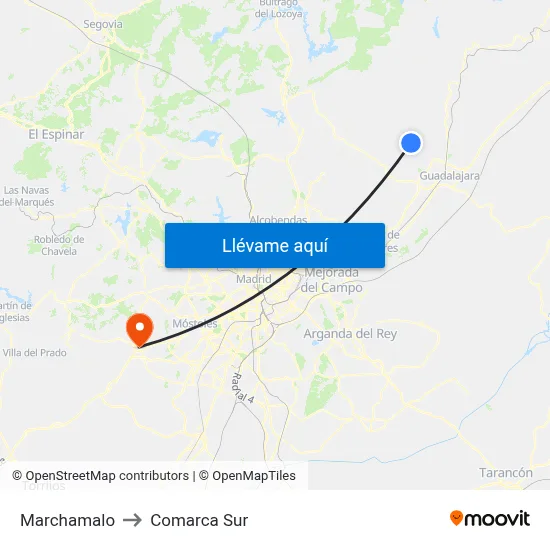 Marchamalo to Comarca Sur map