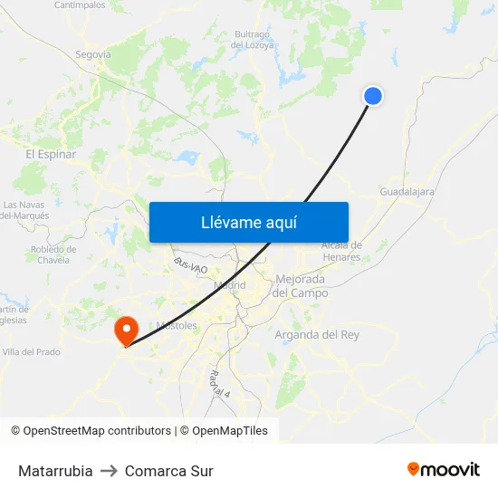 Matarrubia to Comarca Sur map