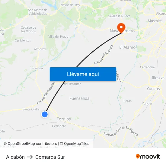 Alcabón to Comarca Sur map