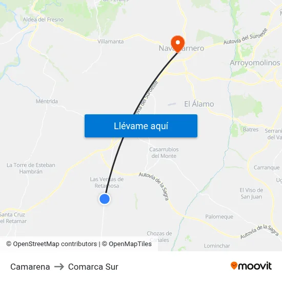 Camarena to Comarca Sur map