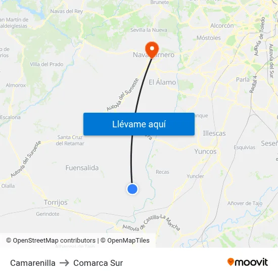 Camarenilla to Comarca Sur map