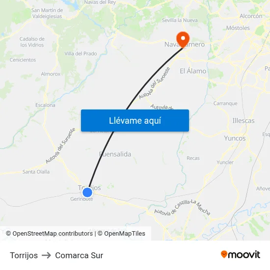 Torrijos to Comarca Sur map