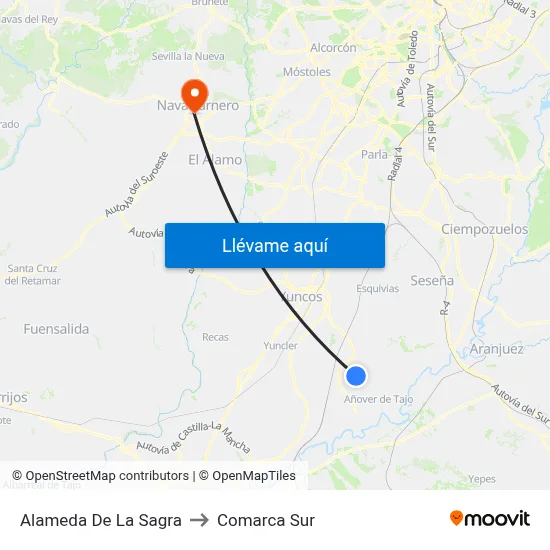 Alameda De La Sagra to Comarca Sur map