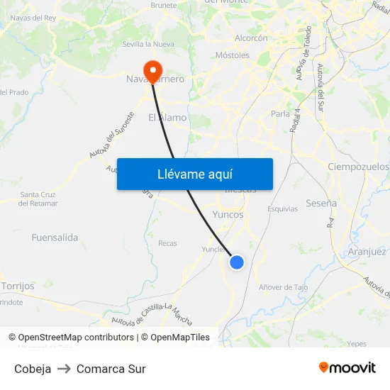 Cobeja to Comarca Sur map