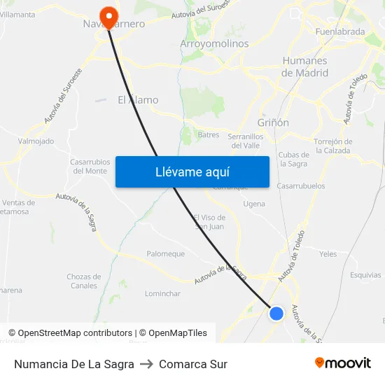 Numancia De La Sagra to Comarca Sur map