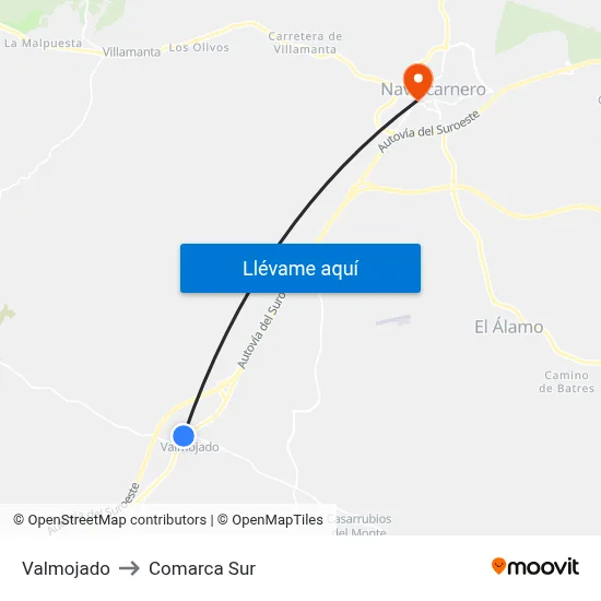Valmojado to Comarca Sur map