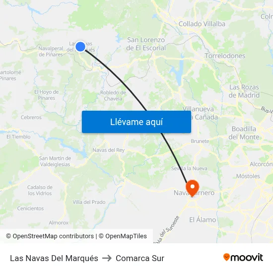 Las Navas Del Marqués to Comarca Sur map