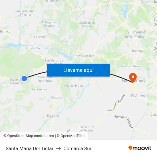 Santa María Del Tiétar to Comarca Sur map