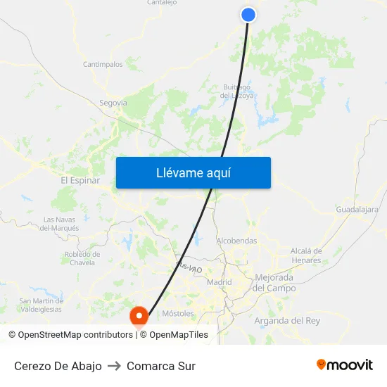 Cerezo De Abajo to Comarca Sur map