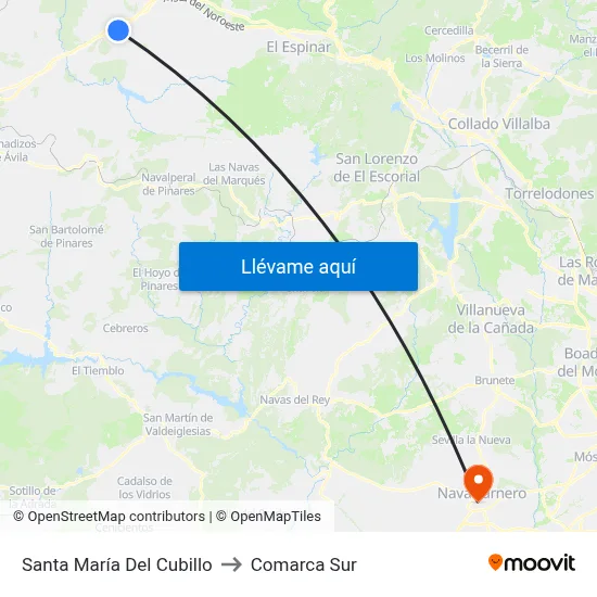 Santa María Del Cubillo to Comarca Sur map