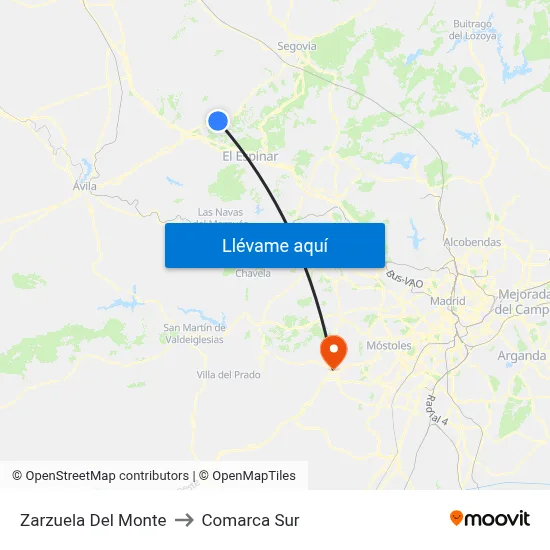 Zarzuela Del Monte to Comarca Sur map