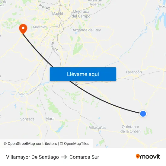 Villamayor De Santiago to Comarca Sur map