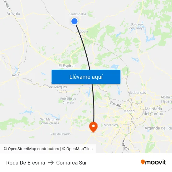 Roda De Eresma to Comarca Sur map