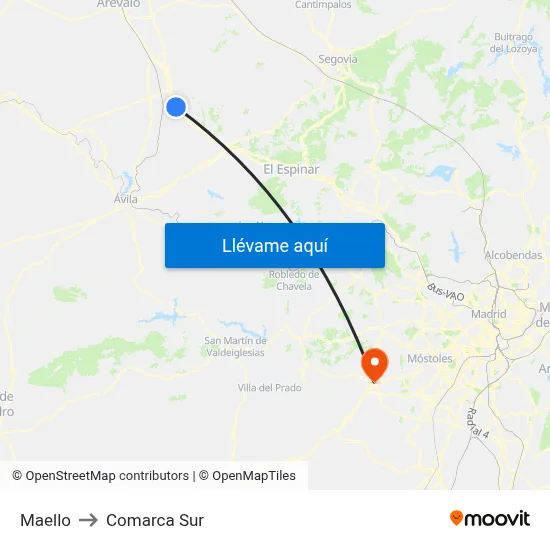 Maello to Comarca Sur map