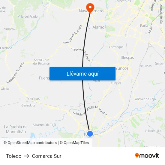 Toledo to Comarca Sur map