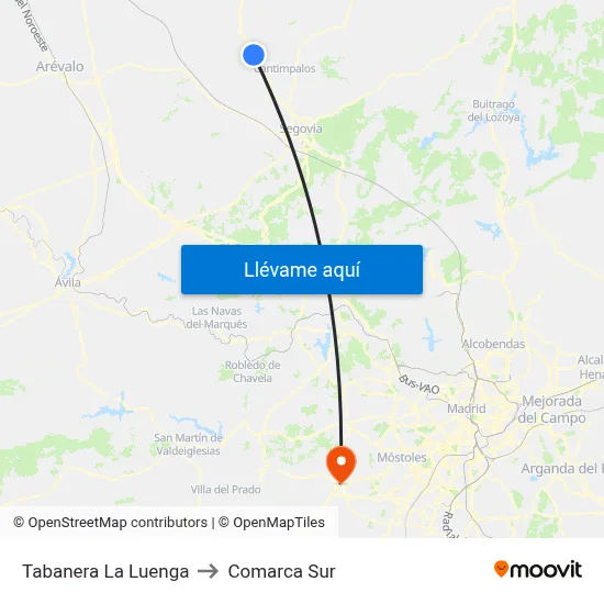 Tabanera La Luenga to Comarca Sur map