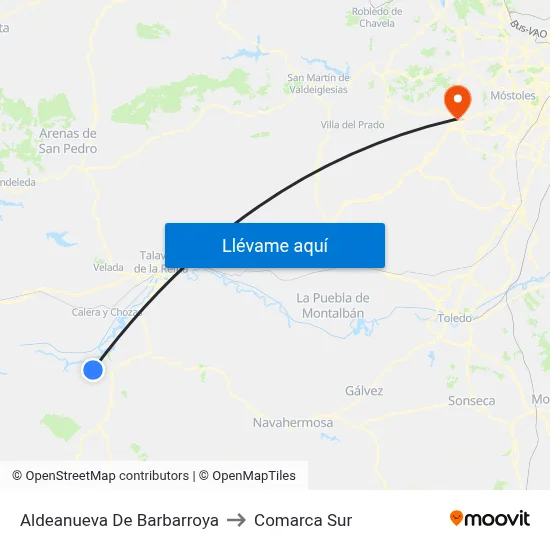 Aldeanueva De Barbarroya to Comarca Sur map