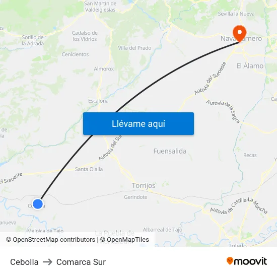 Cebolla to Comarca Sur map