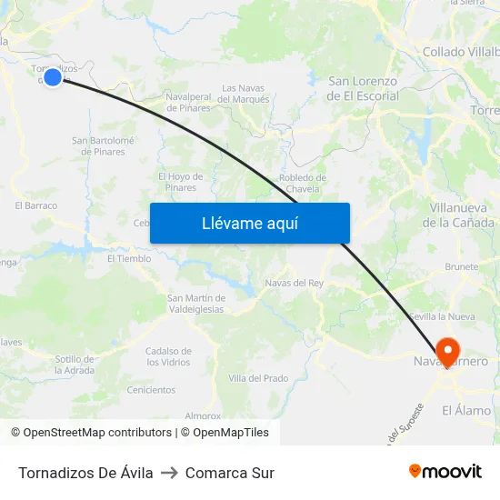 Tornadizos De Ávila to Comarca Sur map