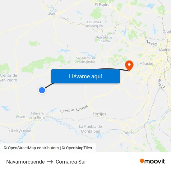 Navamorcuende to Comarca Sur map