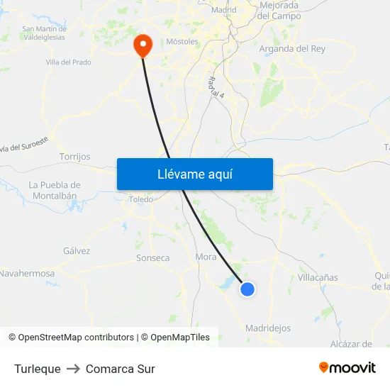 Turleque to Comarca Sur map