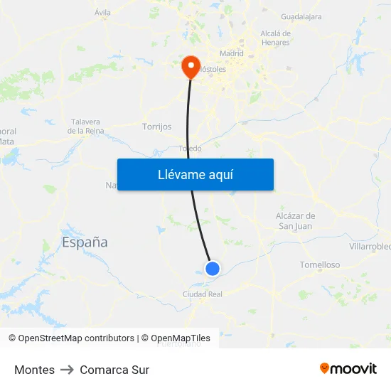 Montes to Comarca Sur map