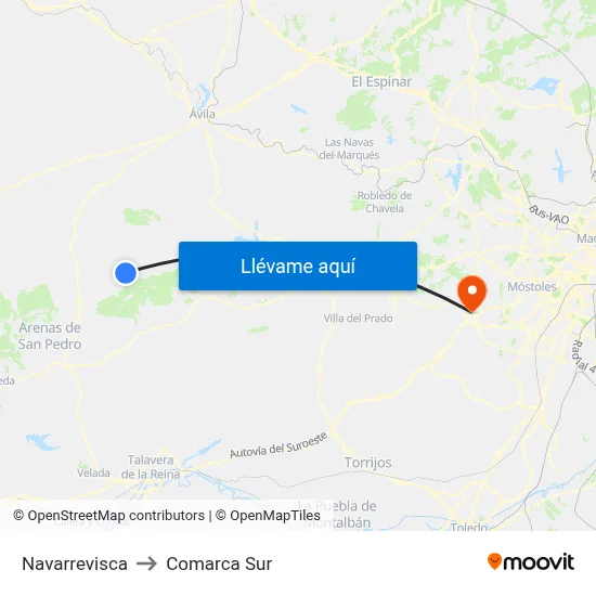 Navarrevisca to Comarca Sur map