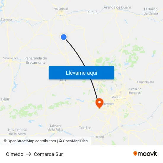 Olmedo to Comarca Sur map