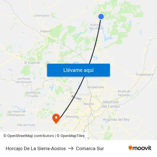 Horcajo De La Sierra-Aoslos to Comarca Sur map