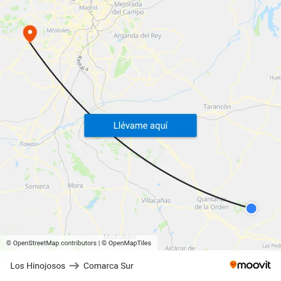 Los Hinojosos to Comarca Sur map
