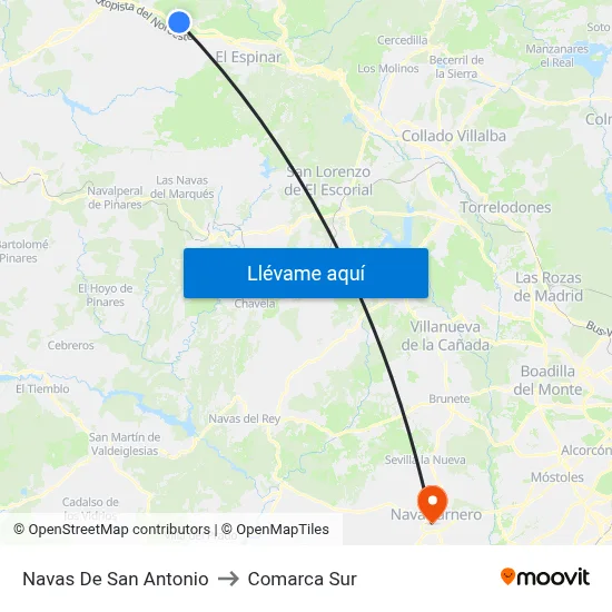 Navas De San Antonio to Comarca Sur map