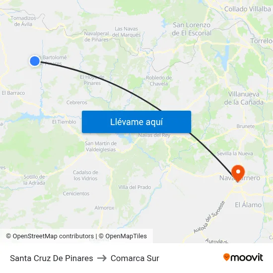 Santa Cruz De Pinares to Comarca Sur map