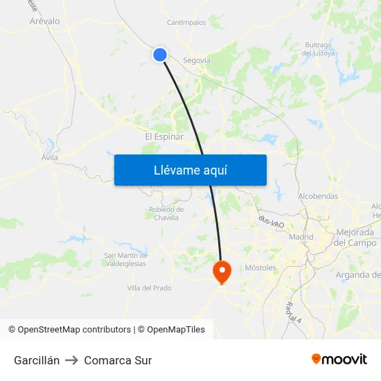 Garcillán to Comarca Sur map