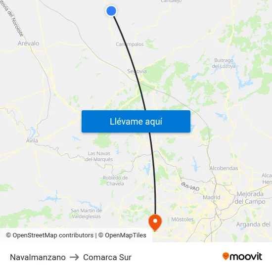 Navalmanzano to Comarca Sur map