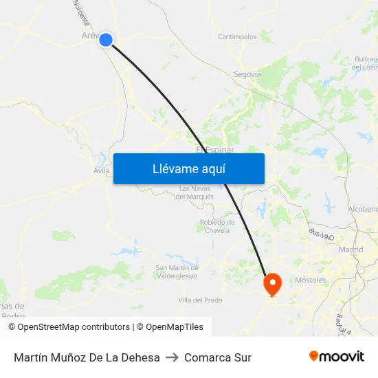 Martín Muñoz De La Dehesa to Comarca Sur map