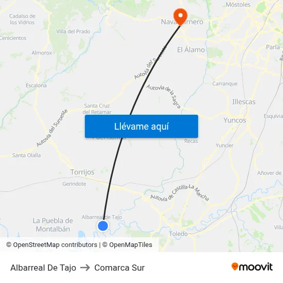 Albarreal De Tajo to Comarca Sur map
